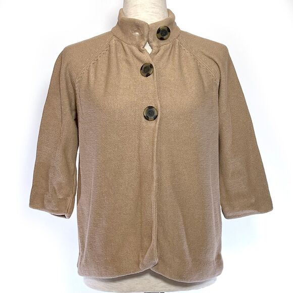 Liz Claiborne Tan Cape Sweater Medium 3/4 Sleeve Women's - Picture 1 of 8